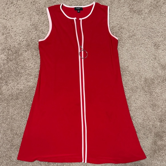 MSK Vibrant Red Dress with White Trim - Picture 1 of 2